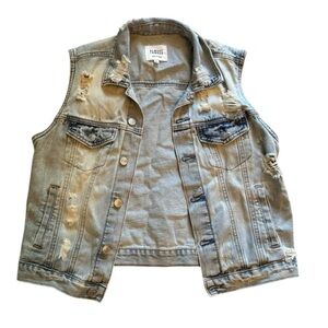Almost Famous Distressed Denim Vest Size Medium (M)